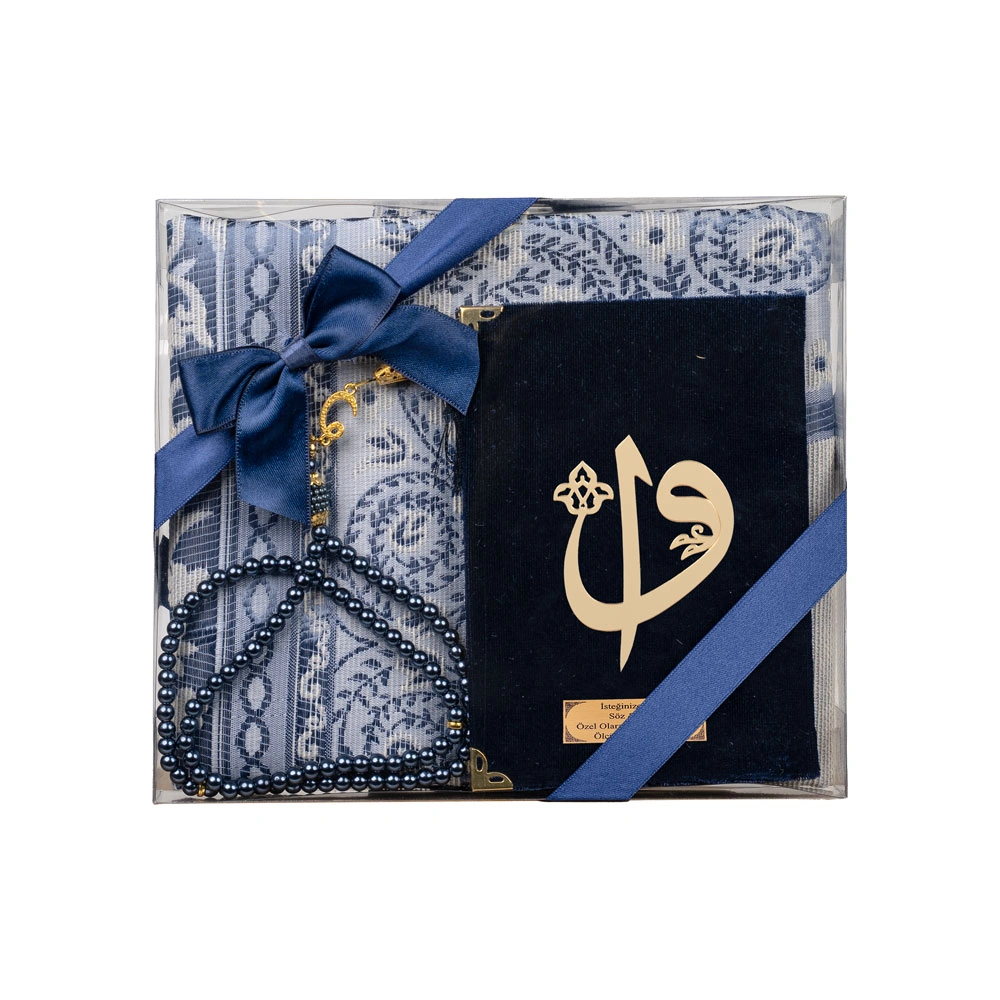 Prayer Mat + Salah Beads + Yasin Gift Set (Bag Size, Green)