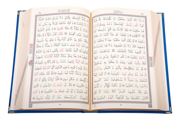 Qur'an Al-Kareem With Velvet Box (Bag Size, Alif - Waw Cover, Blue Dark)