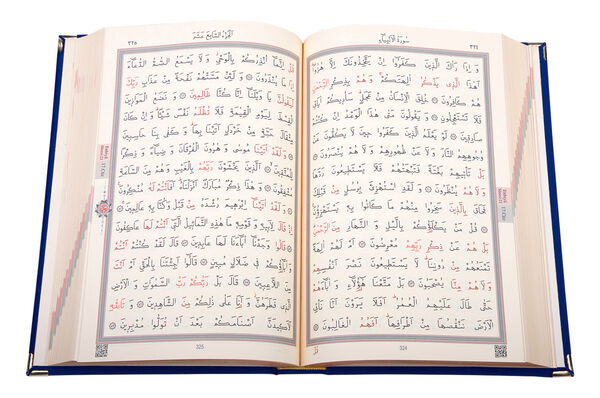 Qur'an Al-Kareem With Velvet Box (Bag Size, Rose Figured, Navy Blue)