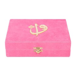 Qur'an Al-Kareem With Velvet Box (Big Pocket Size, Alif - Waw Cover, Pink) - Thumbnail