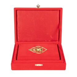 Qur'an Al-Kareem With Velvet Box (Big Pocket Size, Alif - Waw Cover, Red) - Thumbnail