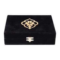 Qur'an Al-Kareem With Velvet Box (Big Pocket Size, Rose Figured, Black) - Thumbnail