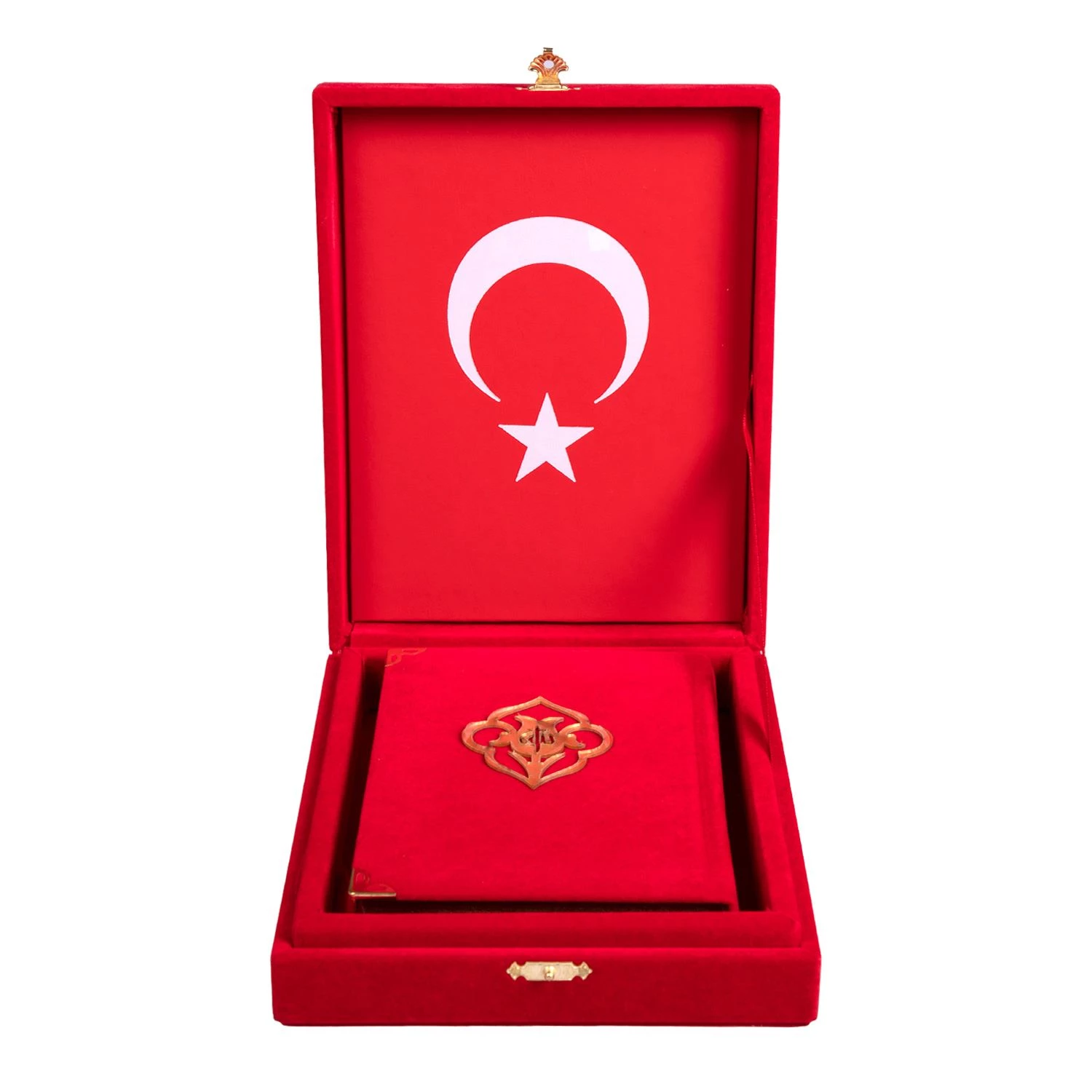 Qur'an Al-Kareem With Velvet Box (Hafiz Size, Alif - Waw Cover, Red)