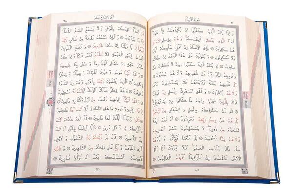 Qur'an Al-Kareem With Velvet Box (Pocket Size, Rose Figured, Dark Blue)