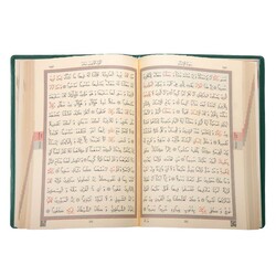 Qur'an Al­Kareem (2 Colour, Green, Gilded Covered, Bag Size) - Thumbnail