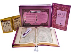 Qur'an Reading Pen Qur'an Set (Lilac, Medium Size, Cardboard Box) - Thumbnail