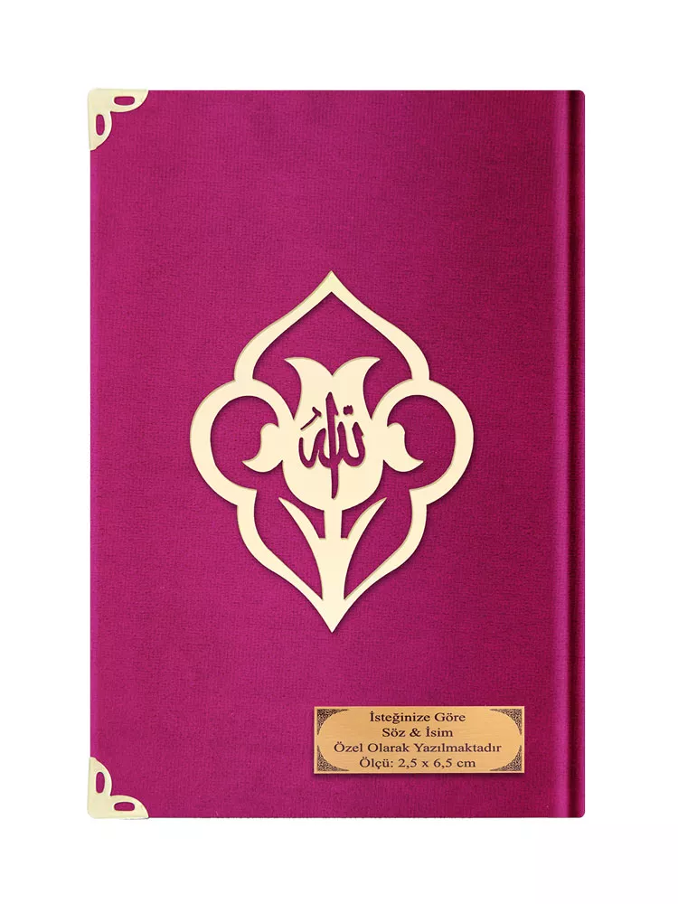 Rahle Boy Kelime Mealli Kur'an (Kadife, Fuşya Pembe)