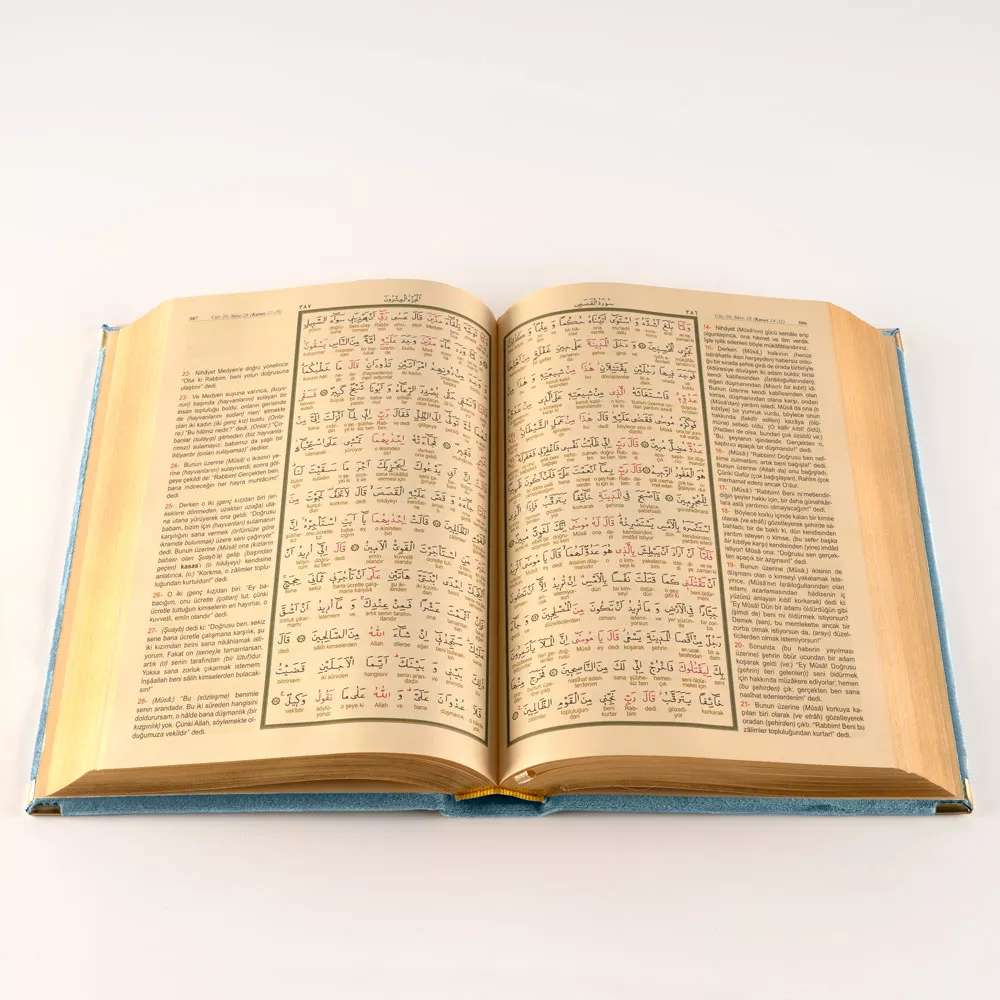 Rahle Boy Kelime Mealli Kur'an (Kadife, Gök Mavi)