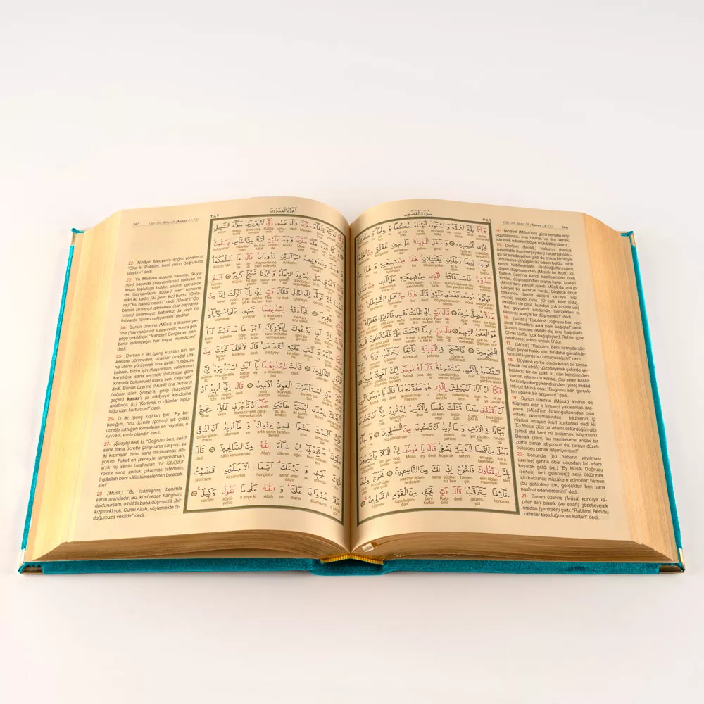 Rahle Boy Kelime Mealli Kur'an (Kadife, Turkuaz) - Thumbnail