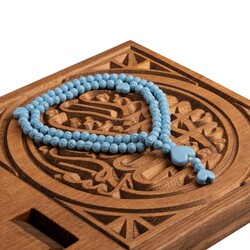 Rose Scented Salah Beads Blue (Rose Patterned) - Thumbnail