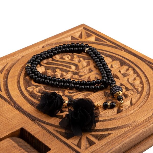 Rose Tasseled Salah Beads Black (99 Beads- 6mm)