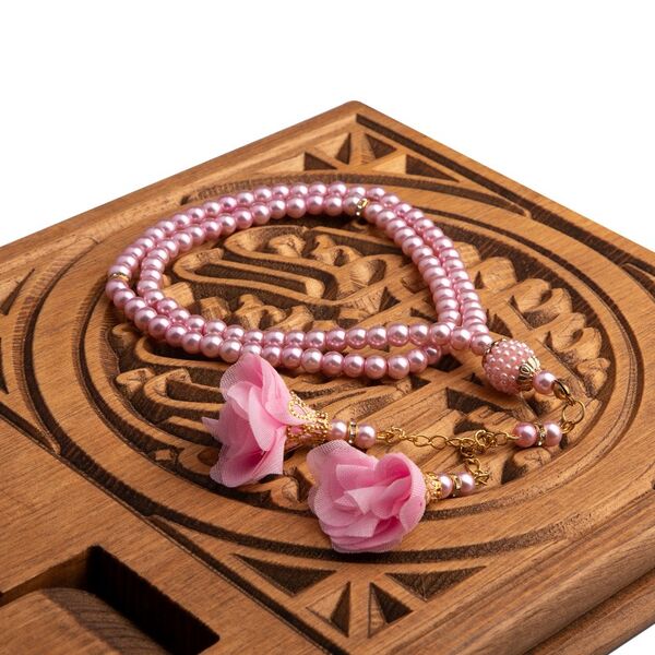 Rose Tasseled Salah Beads Silver Baby Pink (99 Beads- 6mm)