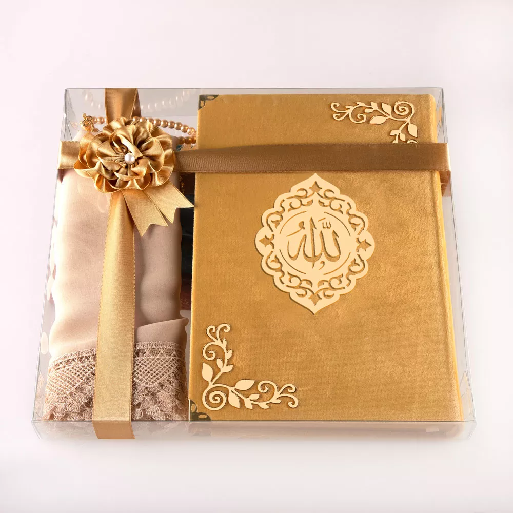 HAYRAT NEŞRİYAT - Şal + Tesbih + Kuran Hediye Seti (Çanta Boy, Kadife, Şems Lafzatullah, Gold) HAYRAT NEŞRİYAT - Şal + Tesbih + Kuran Hediye Seti (Çanta Boy, Kadife, Şems Lafzatullah, Gold)