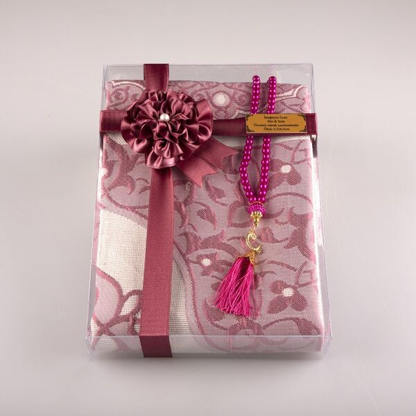Salah Beads + Prayer Mat Set (Fuchsia Pink)