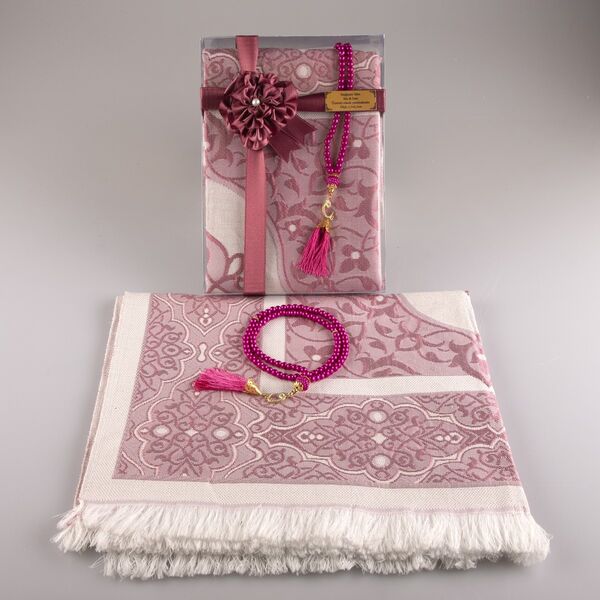 Salah Beads + Prayer Mat Set (Fuchsia Pink)