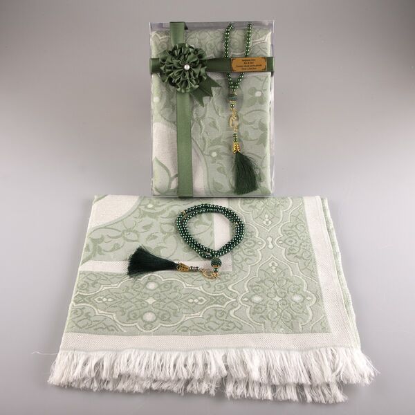 Salah Beads + Prayer Mat Set (Green)