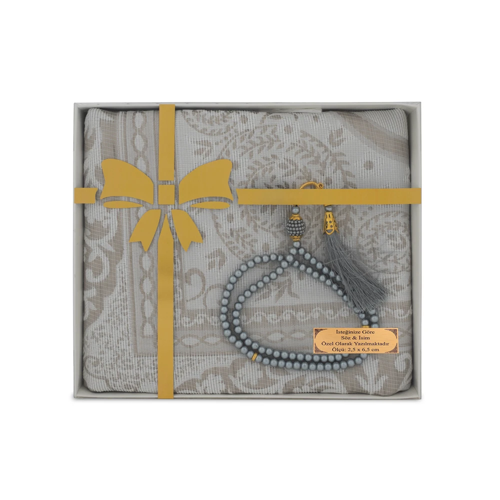 Salah Beads + Prayer Mat Set (Grey)