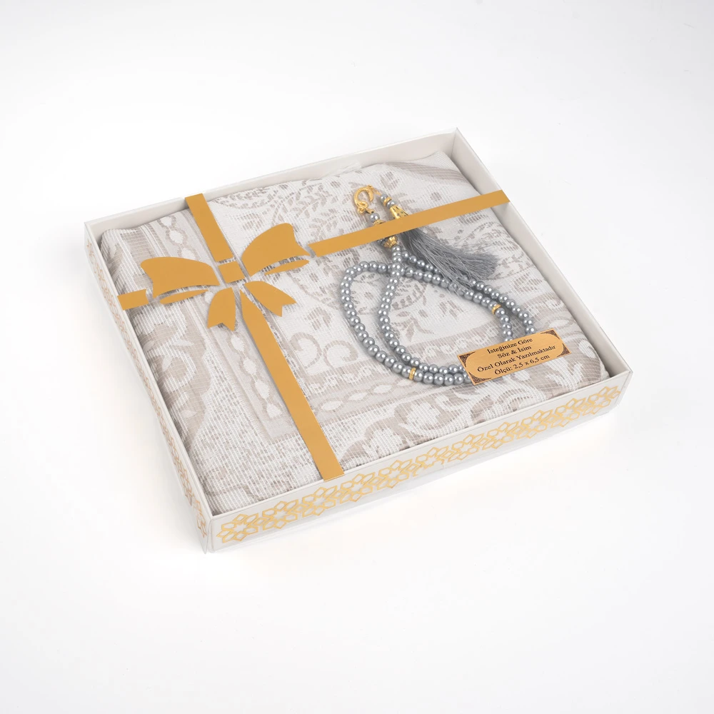 Salah Beads + Prayer Mat Set (Grey) - Thumbnail