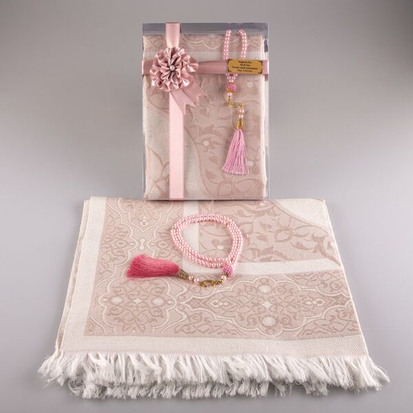 Salah Beads + Prayer Mat Set (Powder Pink)