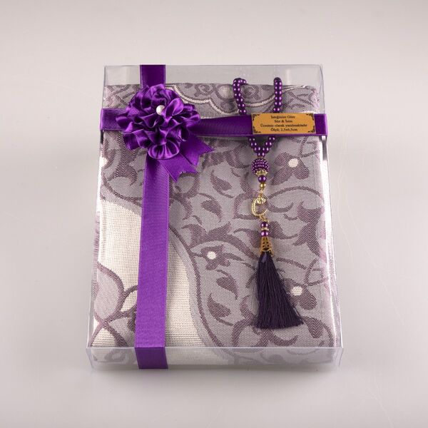 Salah Beads + Prayer Mat Set (Purple)