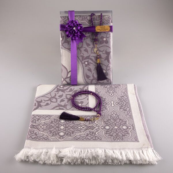 Salah Beads + Prayer Mat Set (Purple)