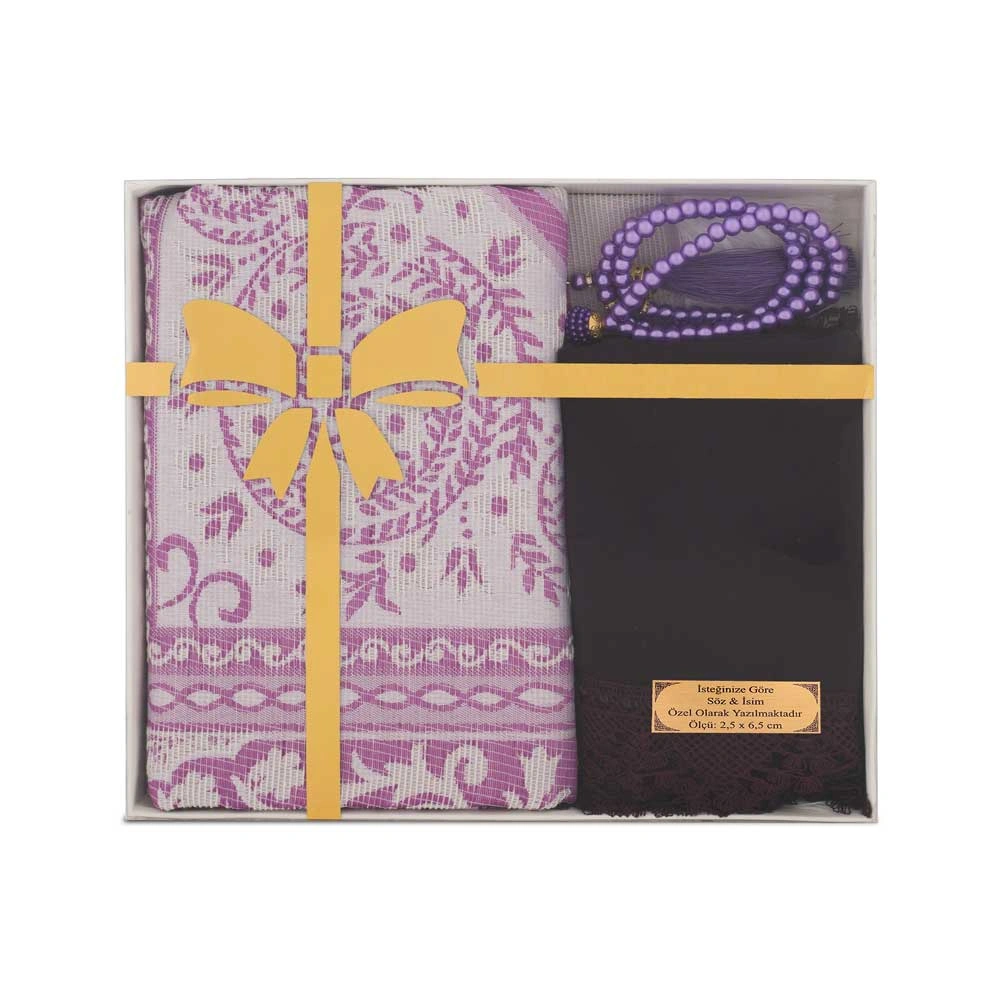 Salah Beads + Prayer Mat + Shawl Set (Purple)
