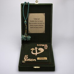 Salah Beads + Quran Gift Set (Medium Size, Box, Green) - Thumbnail