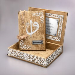Salah Beads + Quran Gift Set (Medium Size, Gold, Silver Plexy) - Thumbnail