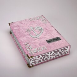 Salah Beads + Quran Gift Set (Medium Size, Powder Pink, Silver Plexy) - Thumbnail
