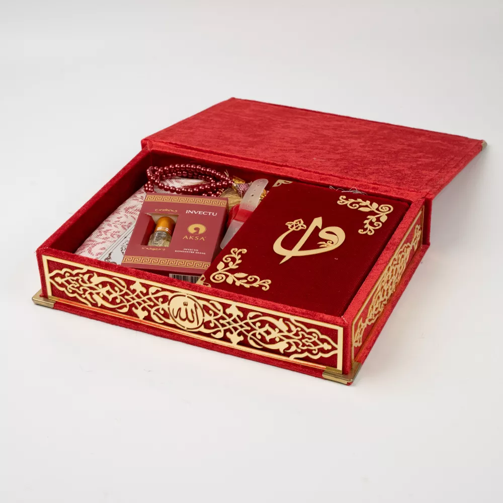 Seccade + Tesbih + Esanas + Zikirmatik + Çanta Boy Kuran Hediye Seti (Raşel Kutulu)