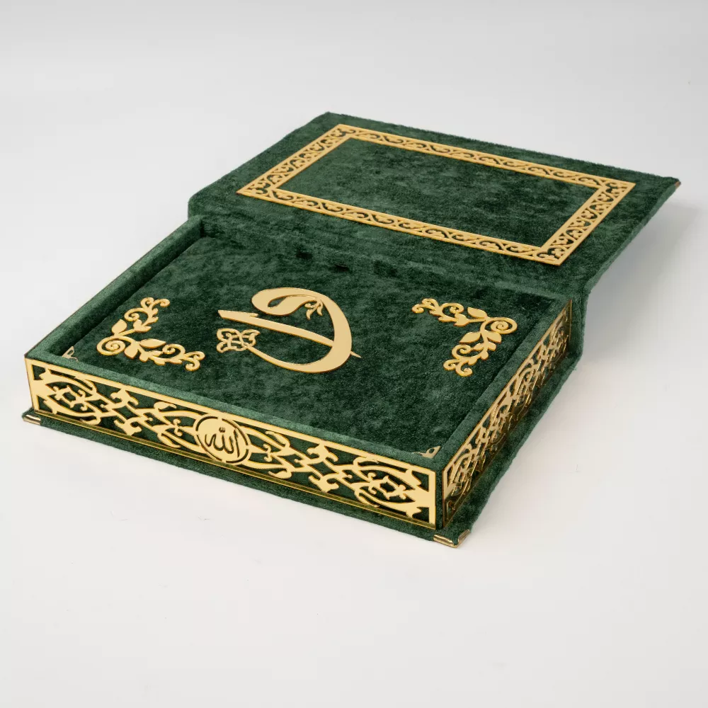 Seccade + Tesbih + Esanas + Zikirmatik + Çanta Boy Kuran Hediye Seti (Mdf Kutulu) - Thumbnail