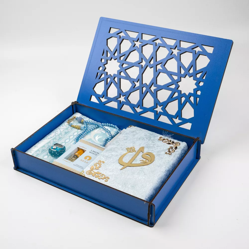 Seccade + Tesbih + Esanas + Zikirmatik + Hafız Boy Kuran Hediye Seti (Mdf Kutulu)