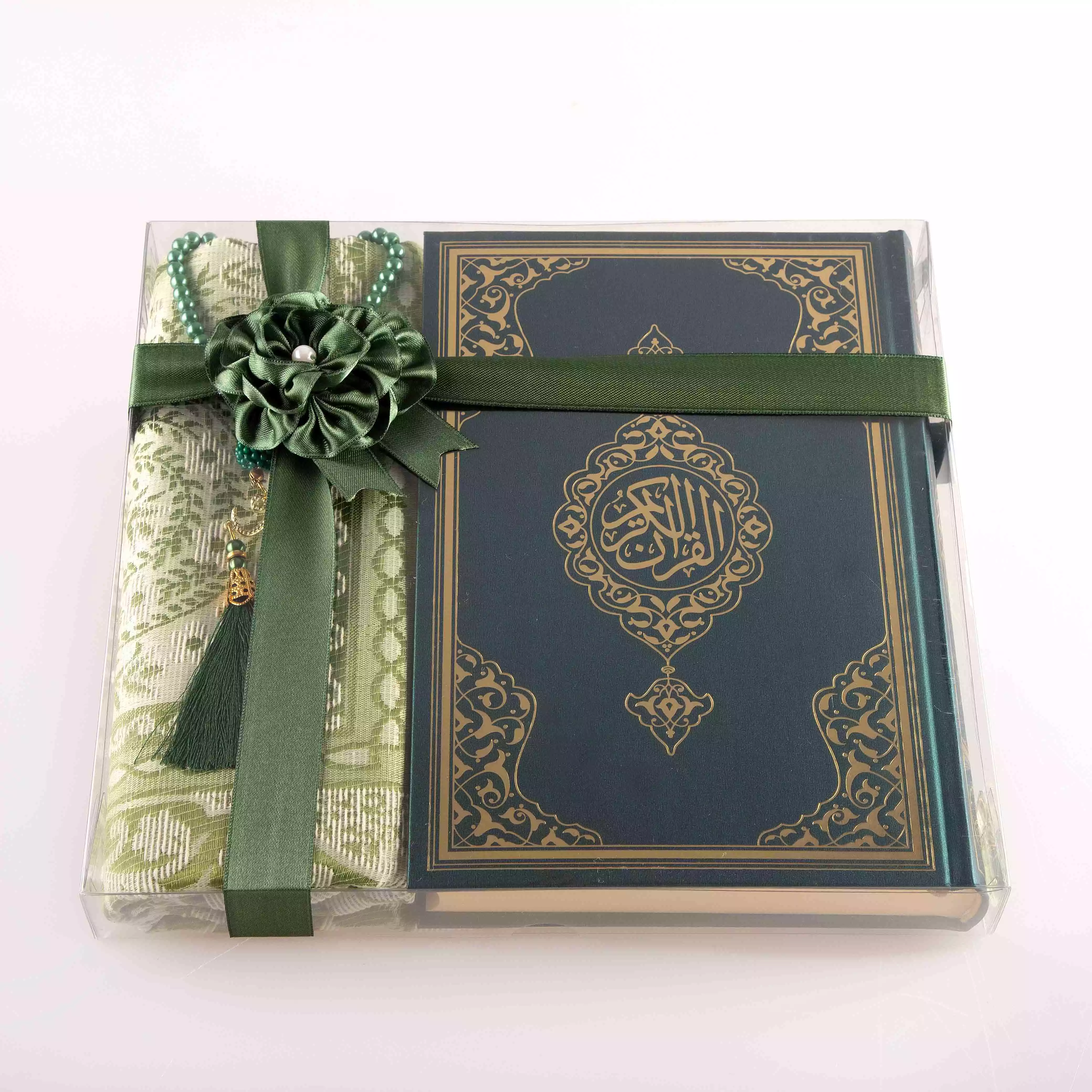 HAYRAT NEŞRİYAT - Seccade + Tesbih + Kuran Hediye Seti (Orta Boy, Yeşil, Ekonomik Cilt)  HAYRAT NEŞRİYAT - Seccade + Tesbih + Kuran Hediye Seti (Orta Boy, Yeşil, Ekonomik Cilt)