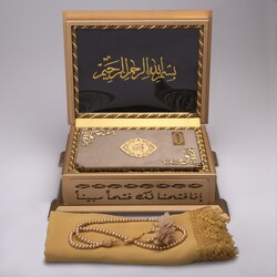Shawl + Salah Beads + Quran Gift Set (Hafiz Size, Velvet, Mink) - Thumbnail