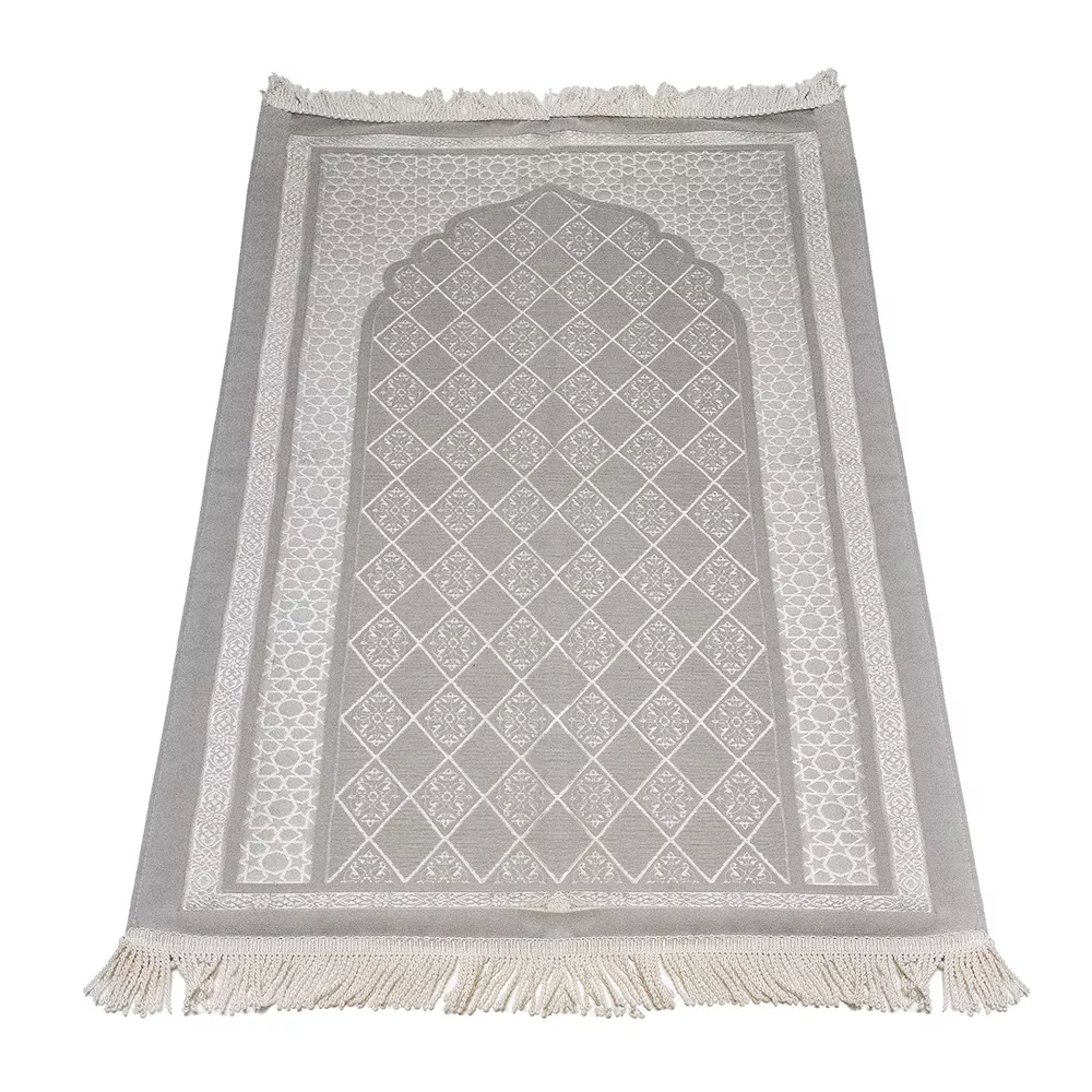 Şönil Seccade + Şal + Tesbih + Zikirmatik + Hafız Boy Kuran Hediye Seti (Gri)