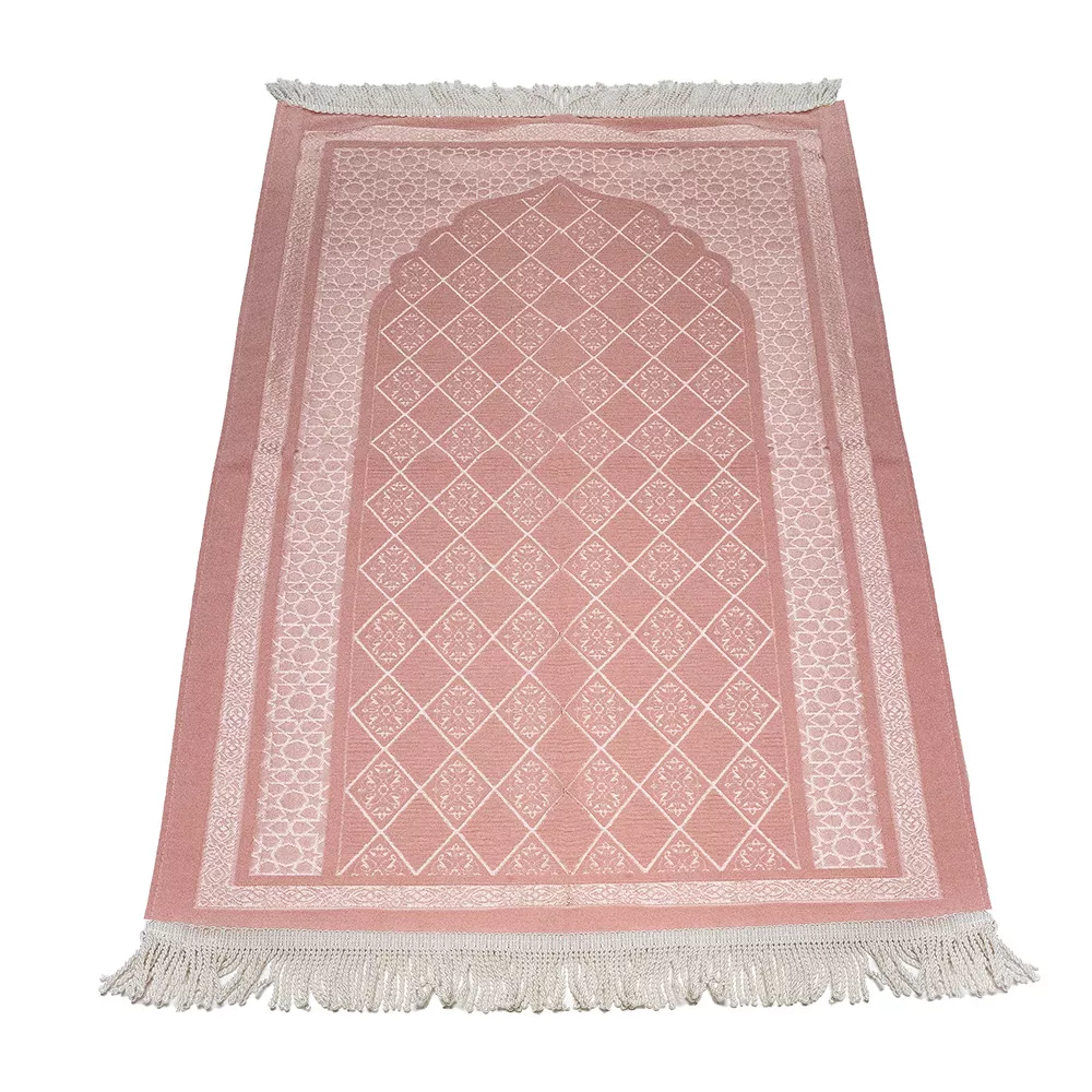 Şönil Seccade + Tesbih + Boncuklu Zikirmatik Hediye Seti (Pembe)