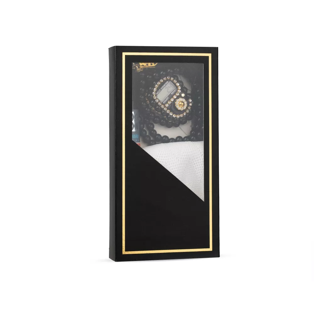 Takke + İnci Tesbih + Zikirmatik + Esans Hediye Seti (Karton Kutulu)