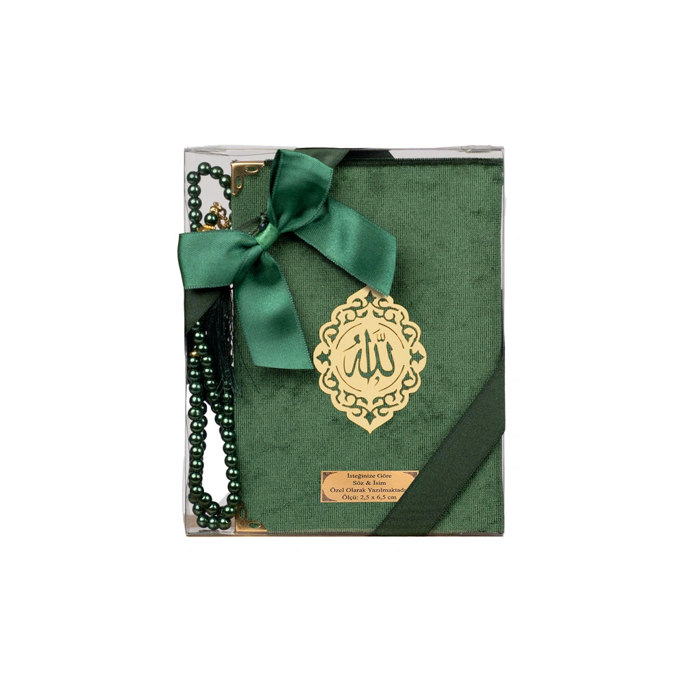 Tesbih + Yasin Hediye Seti (Çanta Boy, ŞemsLafzatullah, Yeşil)