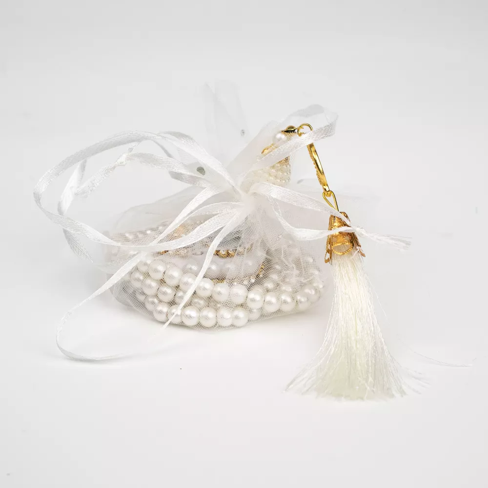 Tül Keseli İnci Tesbih + Zikirmatik Hediye Seti - Thumbnail