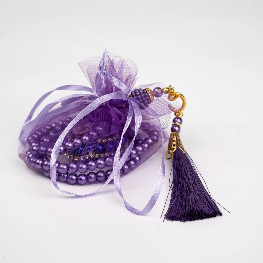 Tül Keseli İnci Tesbih + Zikirmatik Hediye Seti