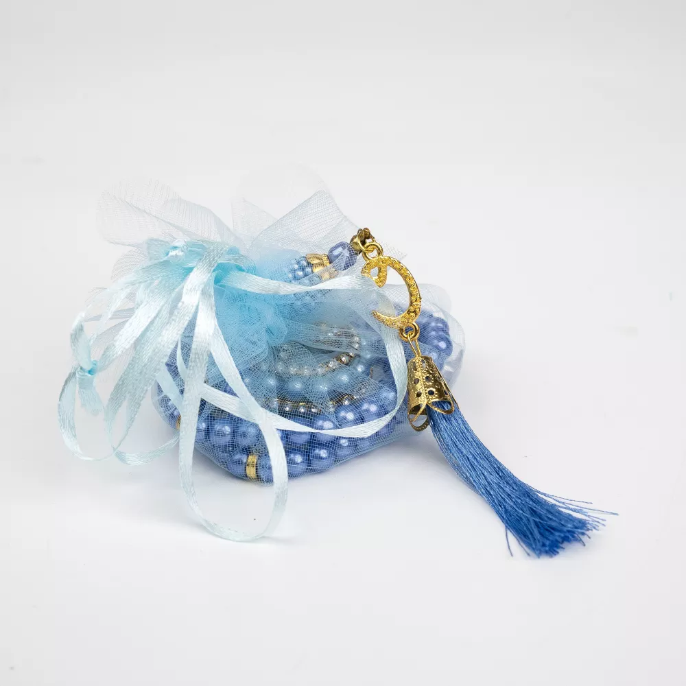 Tül Keseli İnci Tesbih + Zikirmatik Hediye Seti