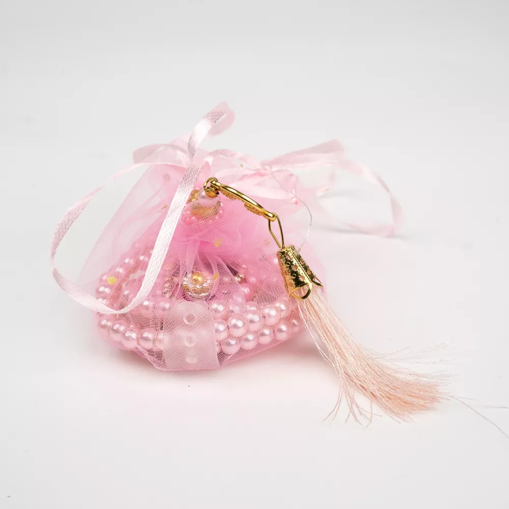 Tül Keseli İnci Tesbih + Zikirmatik Hediye Seti - Thumbnail