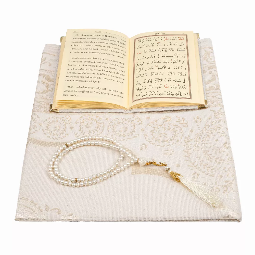 Yasin + Seccade + Tesbih Hediye Seti (Çanta Boy, Raşel Cilt, ŞemsLafzatullah, Bordo)