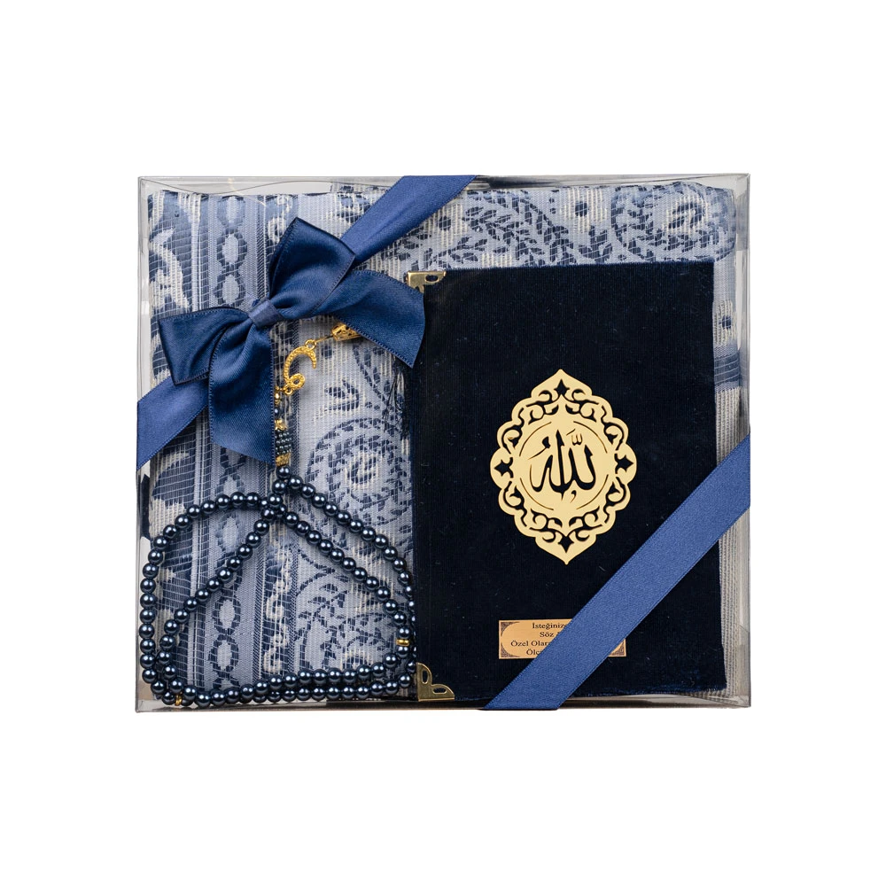 Yasin + Seccade + Tesbih Hediye Seti (Çanta Boy, Raşel Cilt, ŞemsLafzatullah, Lacivert)