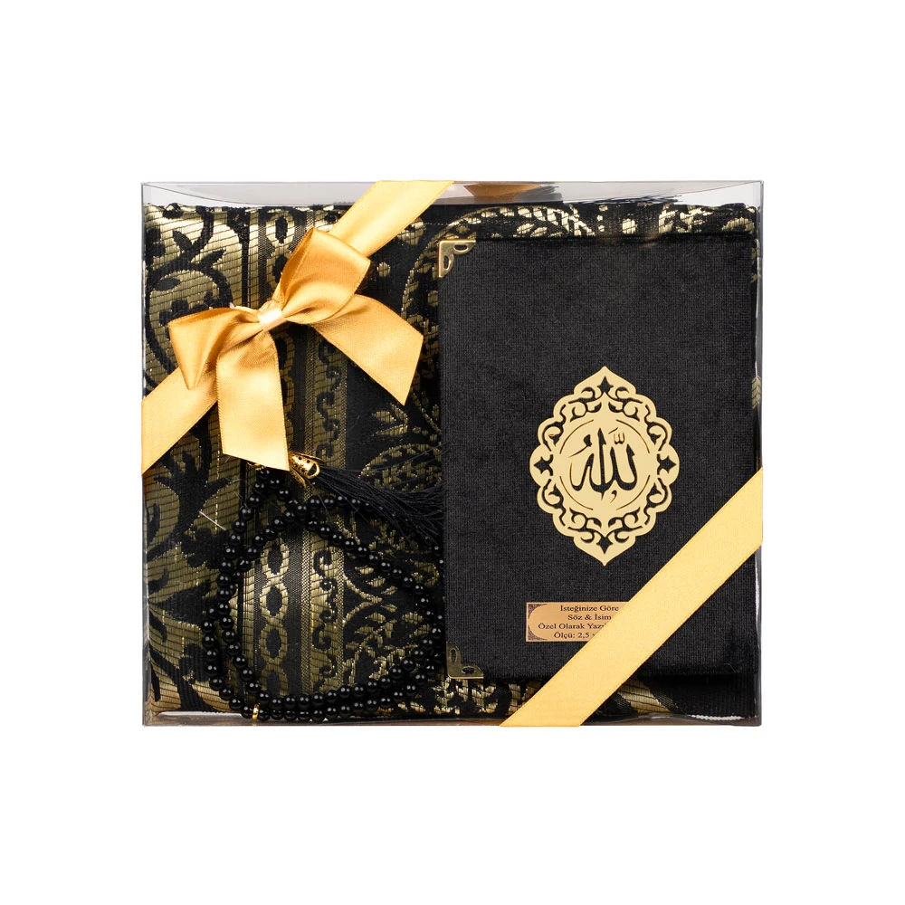 Yasin + Seccade + Tesbih Hediye Seti (Çanta Boy, Raşel Cilt, ŞemsLafzatullah, Siyah)