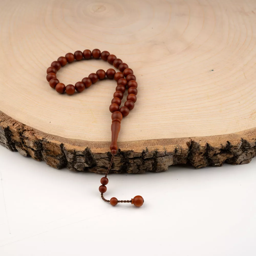 DİĞER - Yuvarlak Kesim Fiber Tesbih (33lü, Kahverengi, 8 mm.)